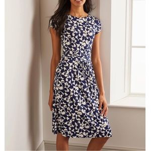 Boden Amelie Dress Jersey Knit Pockets Navy